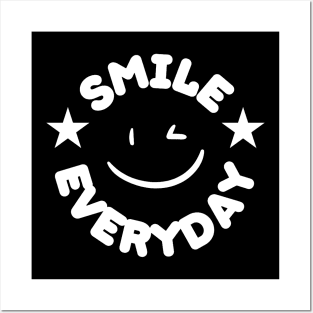 Smile Everyday circle design white color Posters and Art